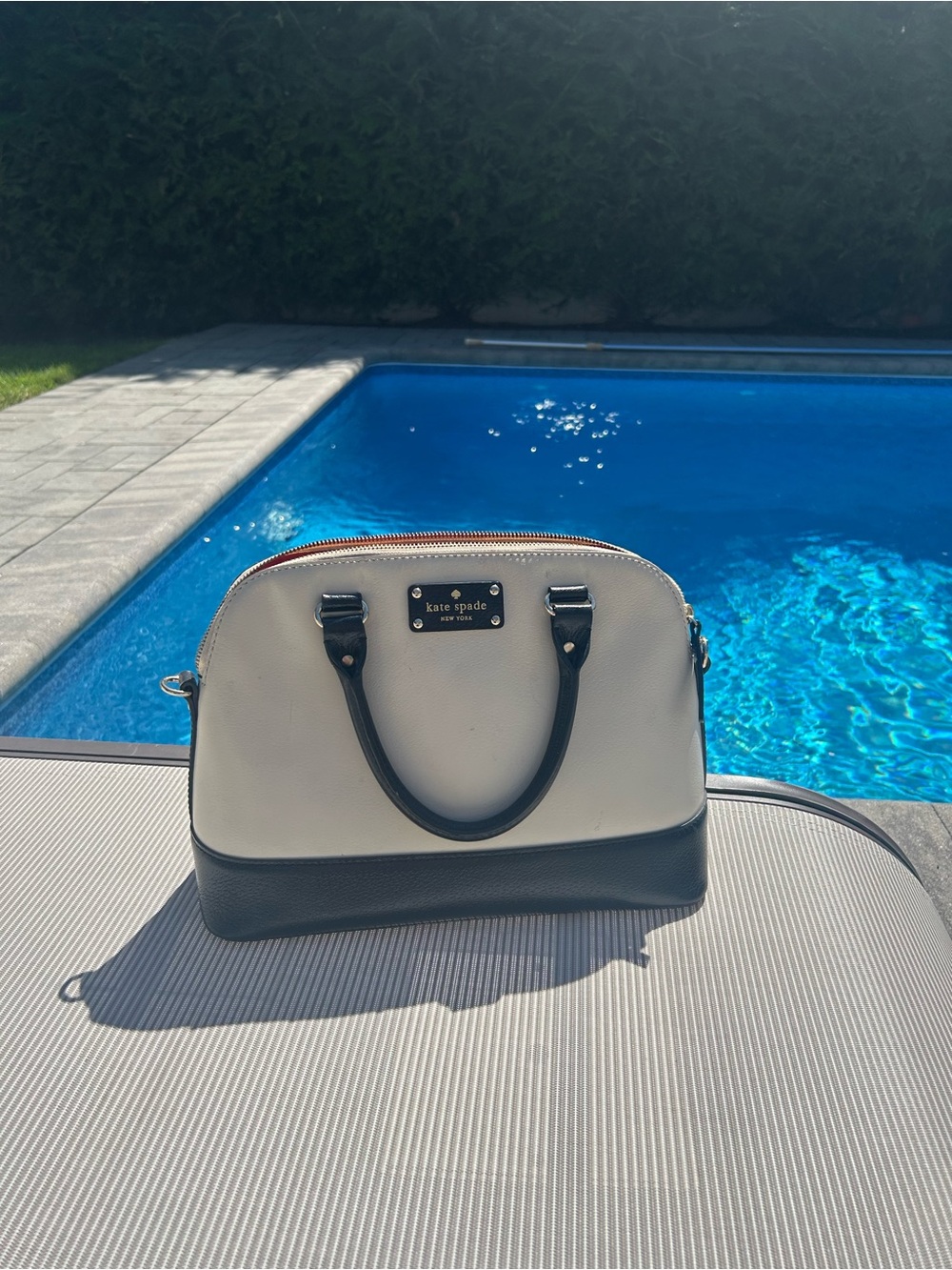 kate spade Two-Tone Dome Crossbody Satchel in White and Black